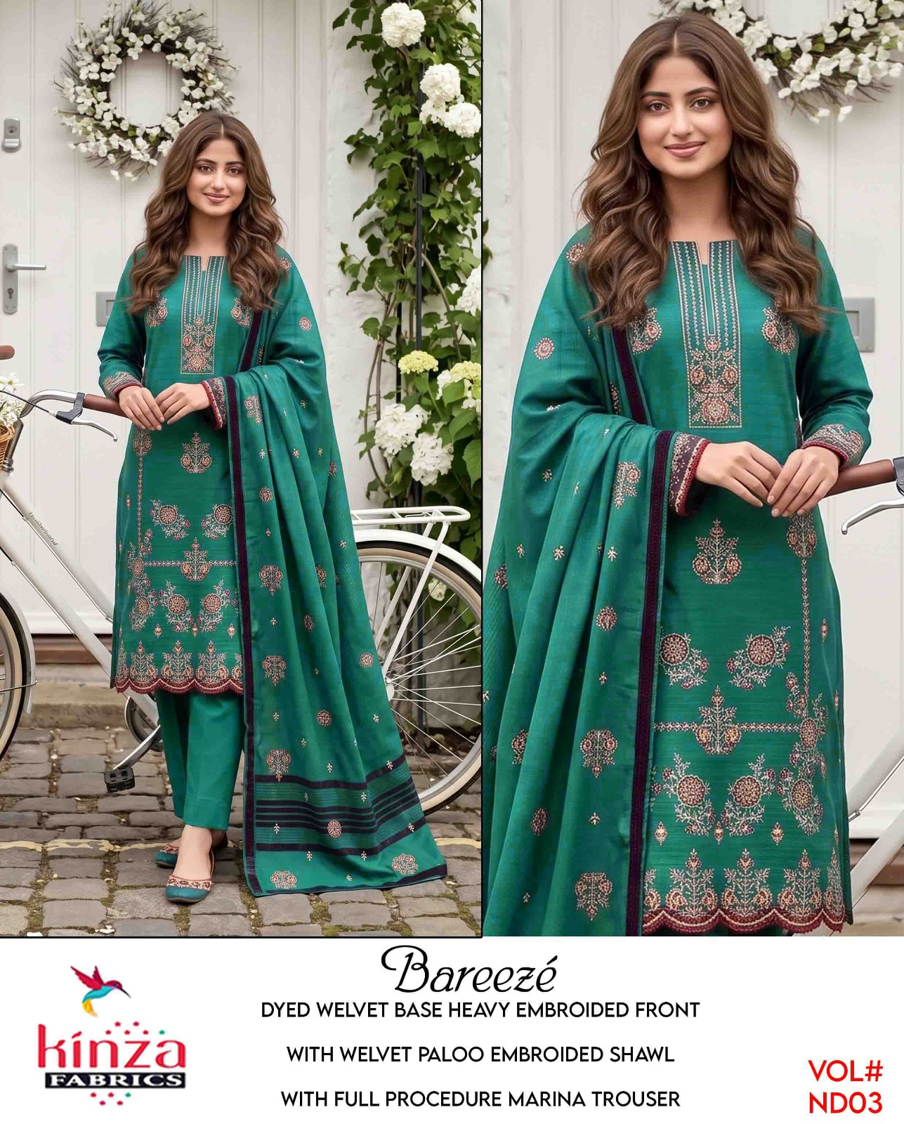 Dhanak embroidered luxury unstitched 3pc suit